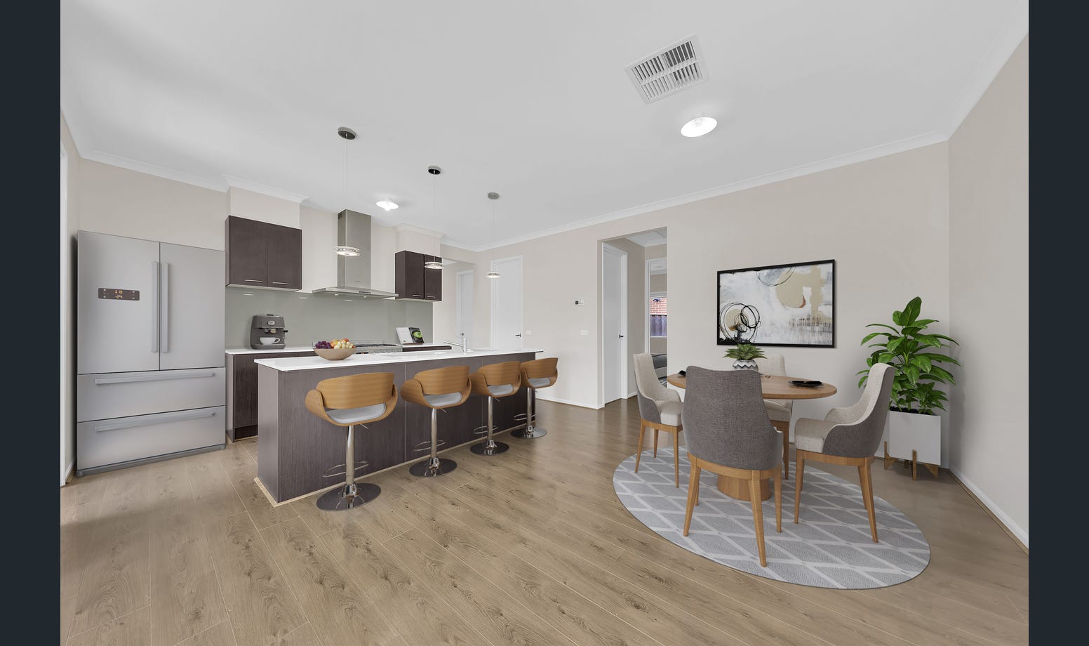 Open-plan kitchen with island bench