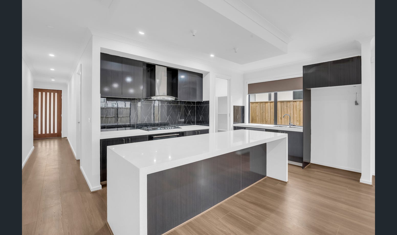 Bright kitchen with island bench